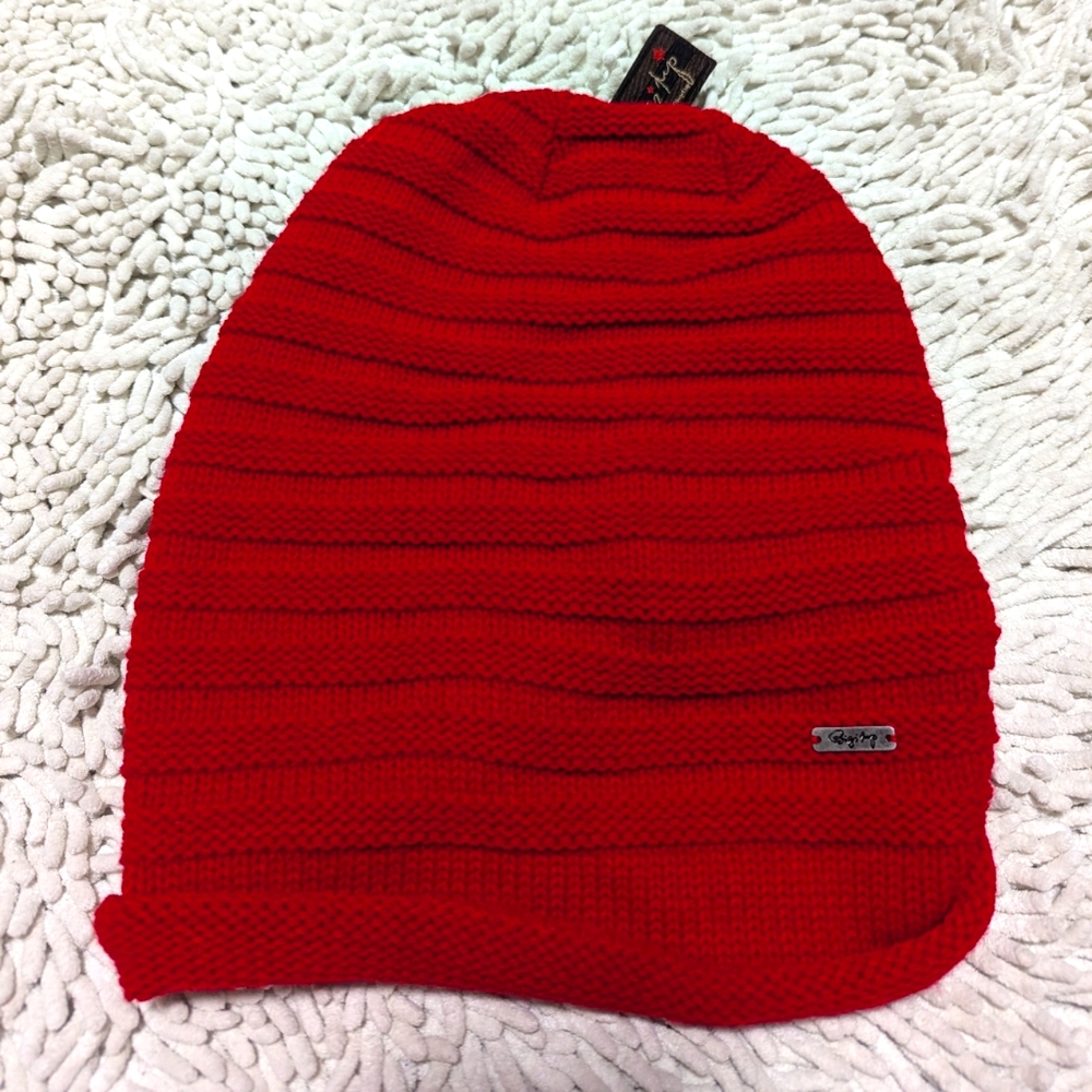 Big It Up unisex red Ribbed Slouchy Toque
